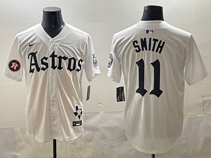 Men 2025 Houston Astros 11 Smith White Five generations Joint Name Nike MLB Jersey style 48